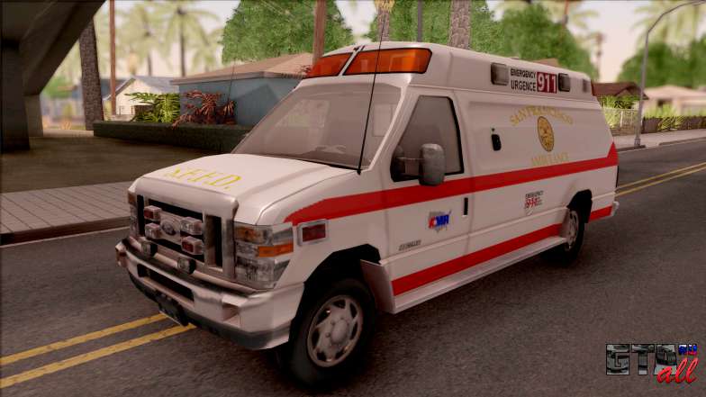 Ford E-350 SFFD San Francisco Ambulance для GTA San Andreas вид спереди