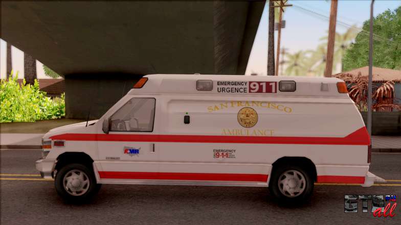 Ford E-350 SFFD San Francisco Ambulance для GTA San Andreas вид сбоку