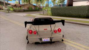 Nissan Skyline GT-R R34 RB Itasha Yuuki Asuna для GTA San Andreas вид сзади