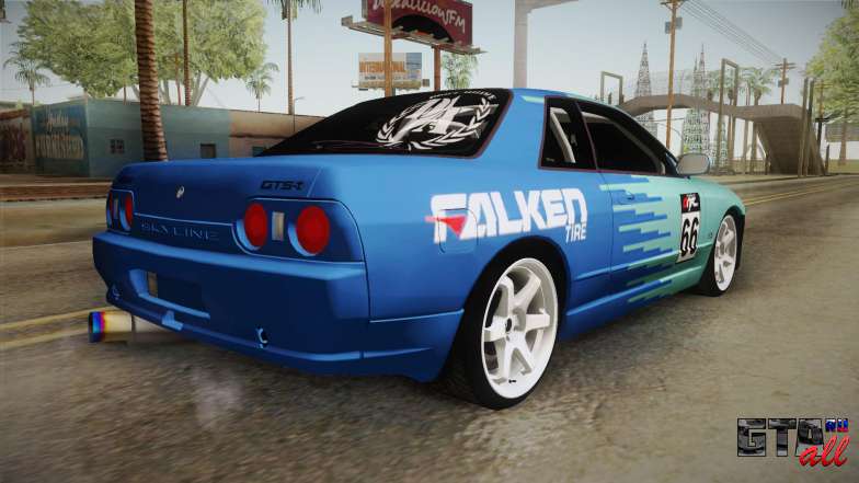 Nissan Skyline R32 Drift Falken для GTA San Andreas вид сзади