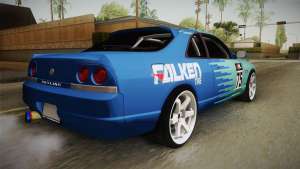 Nissan Skyline R33 Drift Falken для GTA San Andreas вид сзади