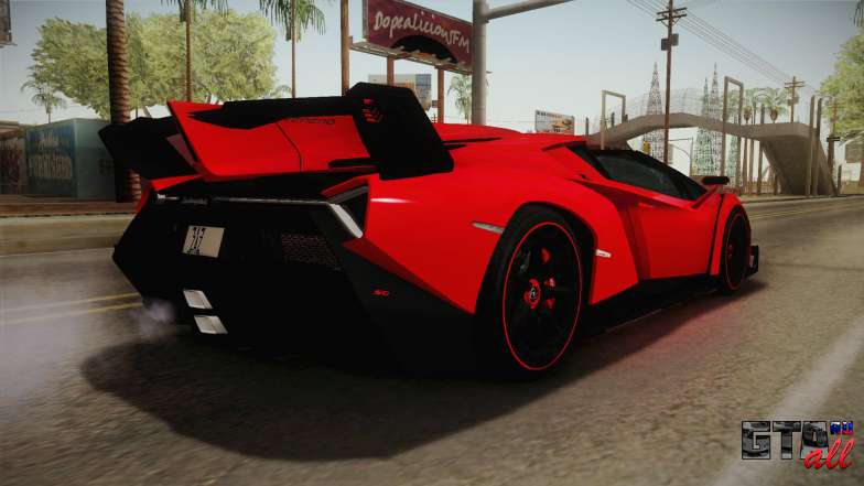 Lamborgini Veneno Roadster 2014 IVF v2 для GTA San Andreas вид сзади