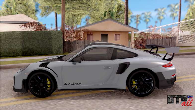 Porsche 911 GT2 RS Weissach Package EU Plate для GTA San Andreas вид сбоку