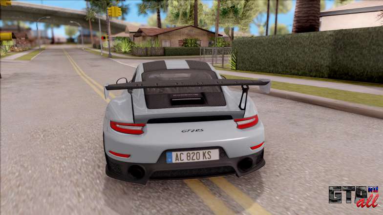 Porsche 911 GT2 RS Weissach Package EU Plate для GTA San Andreas вид сзади