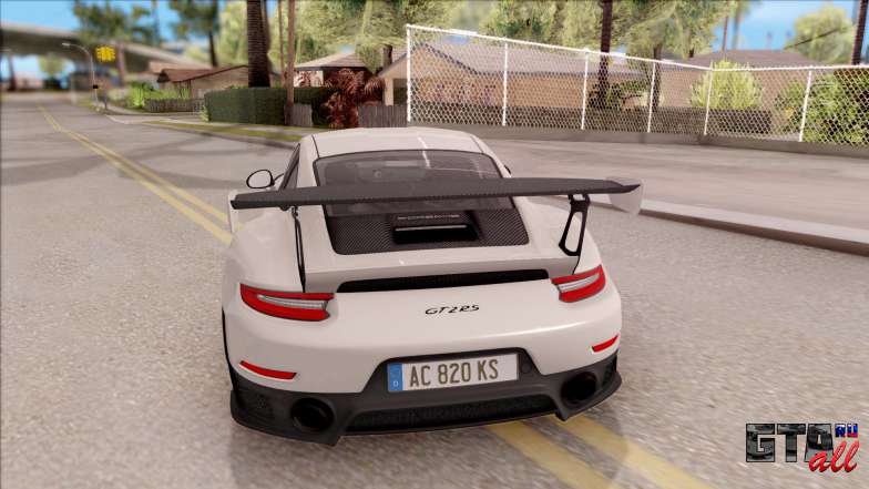 Porsche 911 GT2 RS 2017 EU Plate для GTA San Andreas вид сзади