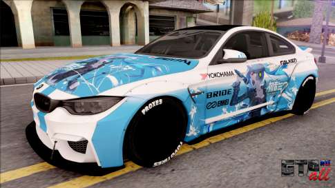 BMW M4 Itasha Hatsune Miku 2017 Liberty Walk для GTA San Andreas вид спереди