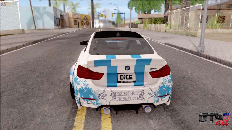 BMW M4 Itasha Hatsune Miku 2017 Liberty Walk для GTA San Andreas вид сзади