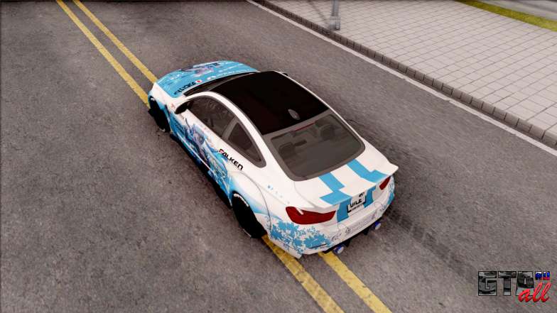 BMW M4 Itasha Hatsune Miku 2017 Liberty Walk для GTA San Andreas вид сверху