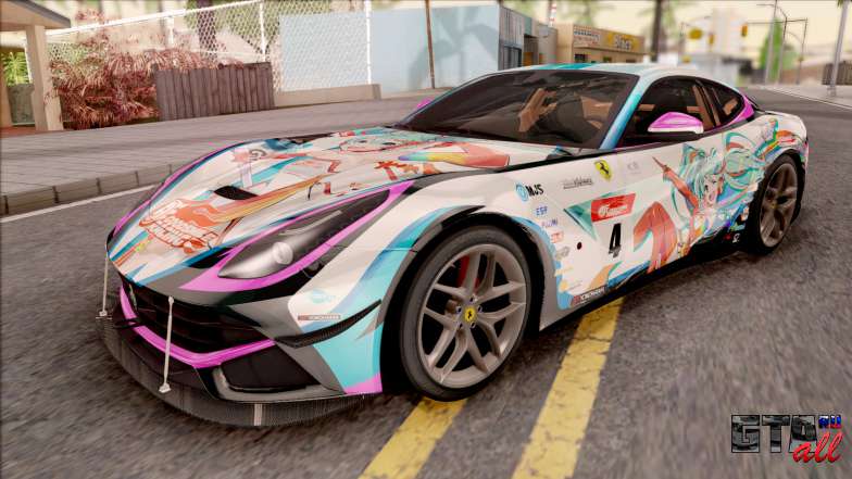 Ferrari F12 Berlinetta Noraimo Miku Racing 2016 для GTA San Andreas вид спереди