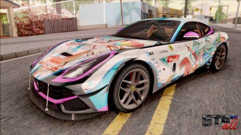 Ferrari F12 Berlinetta Noraimo Miku Racing 2016 для GTA San Andreas вид спереди