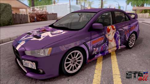 Mitsubishi Lancer Evo X Itasha Nico Robin для GTA San Andreas вид спереди