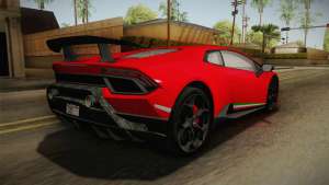 Lamborghini Huracan Performante LP640-4 2017 v1 для GTA San Andreas вид сзади