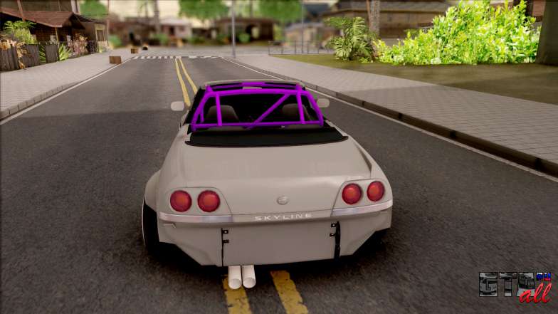 Nissan Skyline R33 Cabrio Drift Rocket Bunny для GTA San Andreas вид сзади