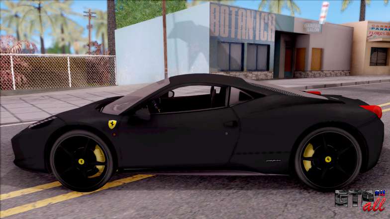 Ferrari 458 Italia Black для GTA San Andreas вид сбоку