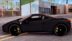 Ferrari 458 Italia Black для GTA San Andreas вид сбоку