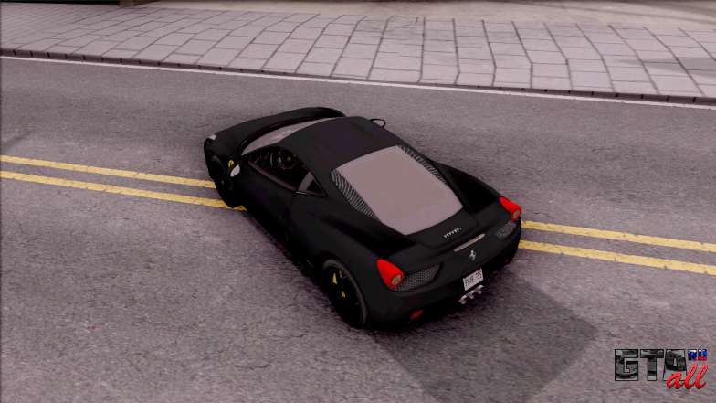 Ferrari 458 Italia Black для GTA San Andreas вид сверху