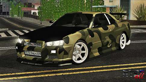 Nissan Skyline R34 для GTA San Andreas вид спереди