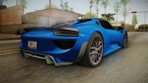 Porsche 918 Spyder Weissach Package 2015 для GTA San Andreas - вид сзади