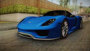 Porsche 918 Spyder Weissach Package 2015 для GTA San Andreas - передняя часть