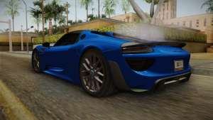 Porsche 918 Spyder Weissach Package 2015 для GTA San Andreas - задняя часть