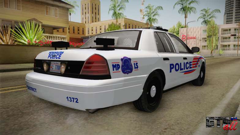 Ford Crown Victoria Police v1 для GTA San Andreas - вид сзади