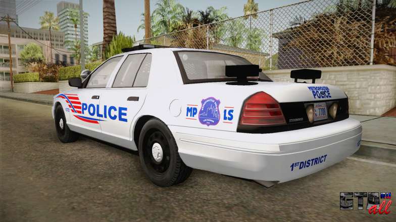 Ford Crown Victoria Police v1 для GTA San Andreas - задняя часть