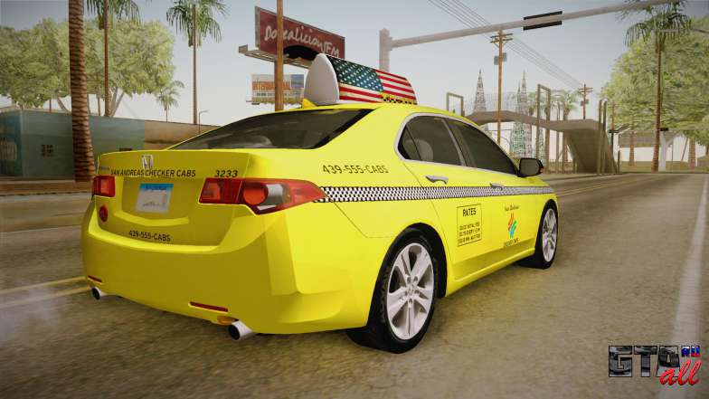 Honda Accord 2010 Taxi для GTA San Andreas - вид сзади