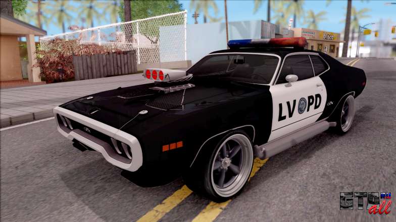 Plymouth GTX Police LVPD 1972 для GTA San Andreas - вид спереди