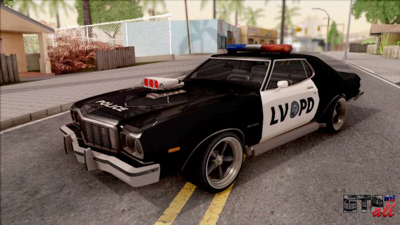 Ford Gran Torino Police LVPD 1975 v3 для GTA San Andreas - вид спереди