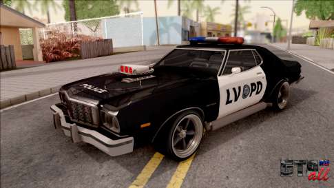 Ford Gran Torino Police LVPD 1975 v3 для GTA San Andreas - вид спереди