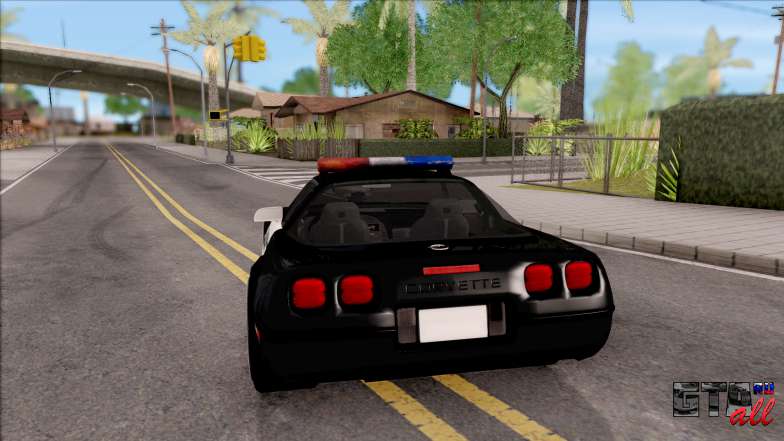 Chevrolet Corvette C4 Police LVPD 1996 v2 для GTA San Andreas - вид сзади