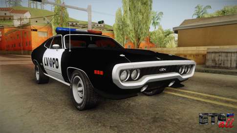 Plymouth GTX Police LVPD 1972 для GTA San Andreas - вид спереди