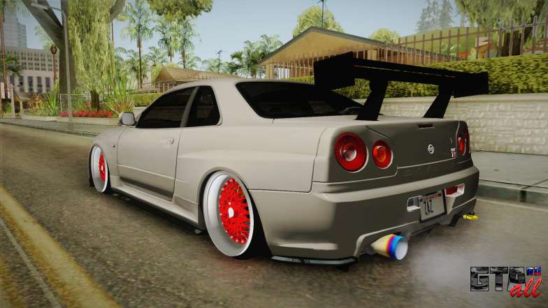 Nissan Skyline R34 GT-R 2002 для GTA San Andreas - вид сзади