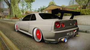 Nissan Skyline R34 GT-R 2002 для GTA San Andreas - вид сзади