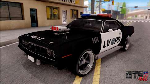 Plymouth Hemi Cuda 426 Police LVPD 1971 v2 для GTA San Andreas - вид спереди