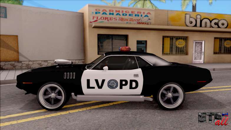 Plymouth Hemi Cuda 426 Police LVPD 1971 v2 для GTA San Andreas - вид сбоку