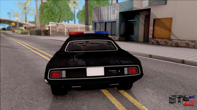 Plymouth Hemi Cuda 426 Police LVPD 1971 v2 для GTA San Andreas - вид сзади