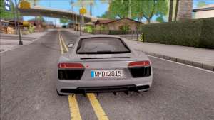 Audi R8 V10 Plus 2018 EU Plate для GTA San Andreas - вид сзади