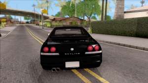 Nissan Skyline R33 для GTA San Andreas - вид сзади