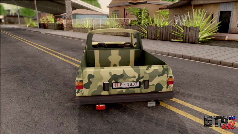 Zastava Poly 1.1 Vojni Auto для GTA San Andreas - вид сзади