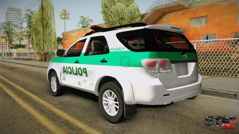 Toyota Fortuner Ponal Colombia для GTA San Andreas - вид сзади