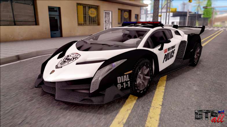 Lamborghini Veneno Police Las Venturas для GTA San Andreas - вид спереди