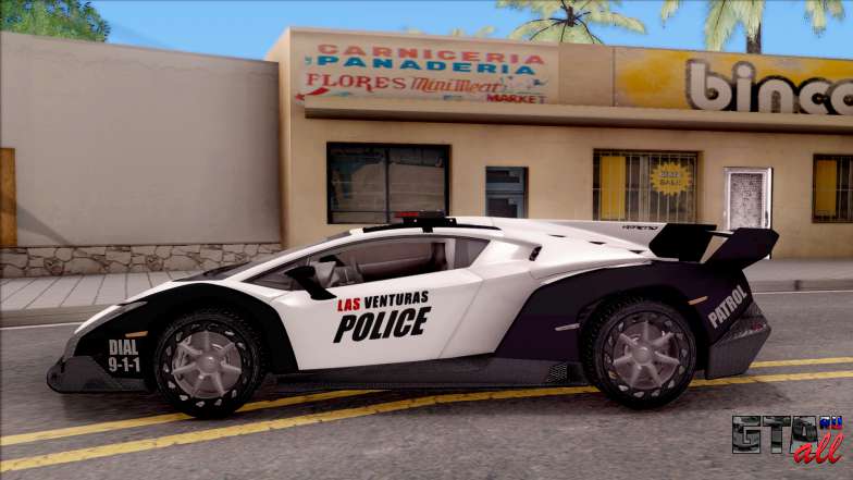 Lamborghini Veneno Police Las Venturas для GTA San Andreas - вид сбоку