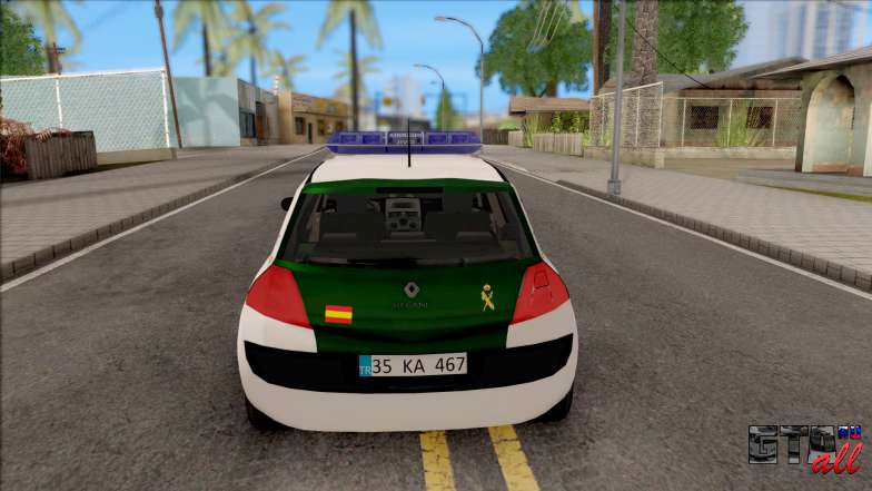 Renault Megane Guardia Civil Spanish для GTA San Andreas - вид сзади