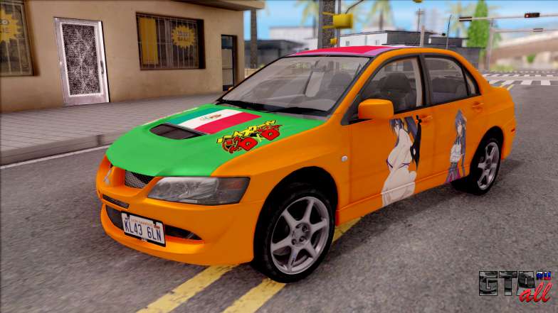 Mitsubishi Lancer Evo 8 High School DxD Itasha для GTA San Andreas - вид спереди