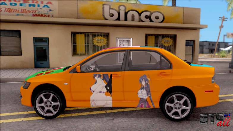 Mitsubishi Lancer Evo 8 High School DxD Itasha для GTA San Andreas - вид сбоку