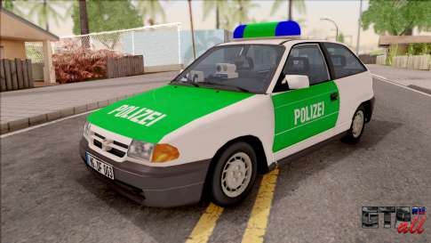 Opel Astra F Polizei для GTA San Andreas - вид спереди