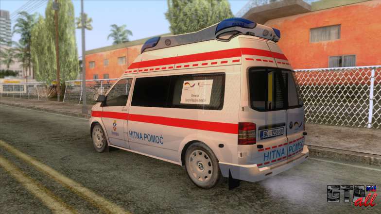 Volkswagen T5 Serbian Ambulance для GTA San Andreas - вид сбоку