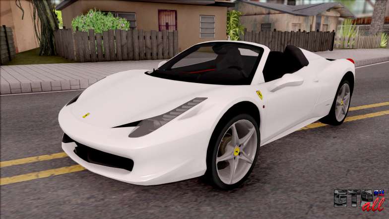 Ferrari 458 Italia Spider для GTA San Andreas - вид спереди