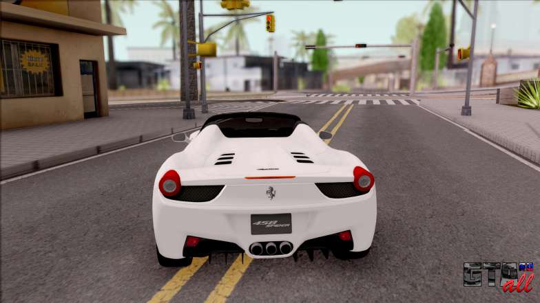 Ferrari 458 Italia Spider для GTA San Andreas - вид сзади